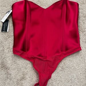 NWT Aritzia Babaton Blaze Bodysuit Size 10 Strapless Bustier Thong Jazzy Red